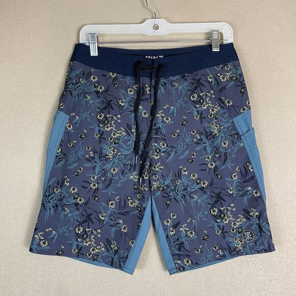 Roark Short Mens 28 Blue Floral The Boatman Drawstring‎ Linerless Boardshort 9" - Picture 1 of 13